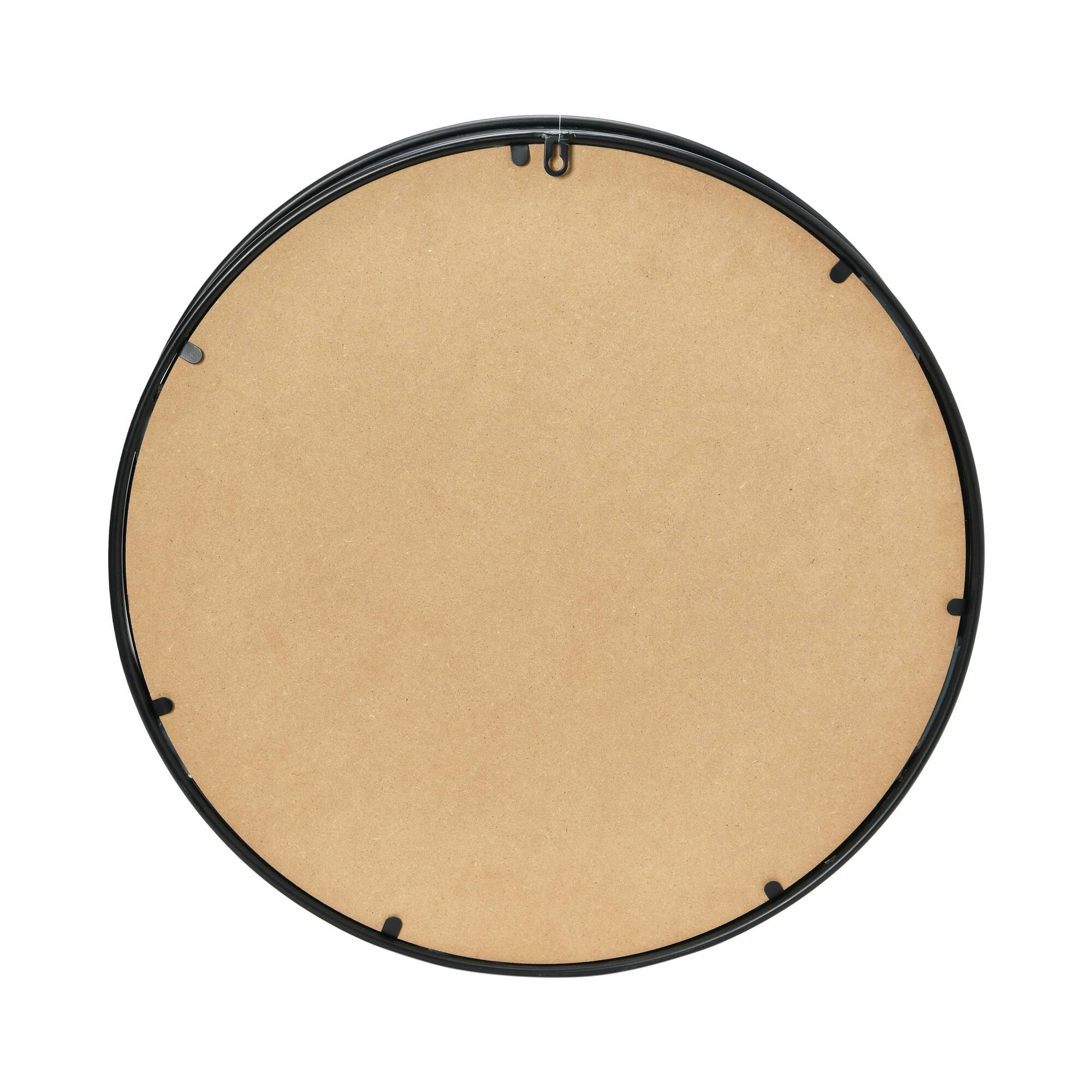 Hello Honey® Modern Round Metal Framed Wall Mirror with Shelf